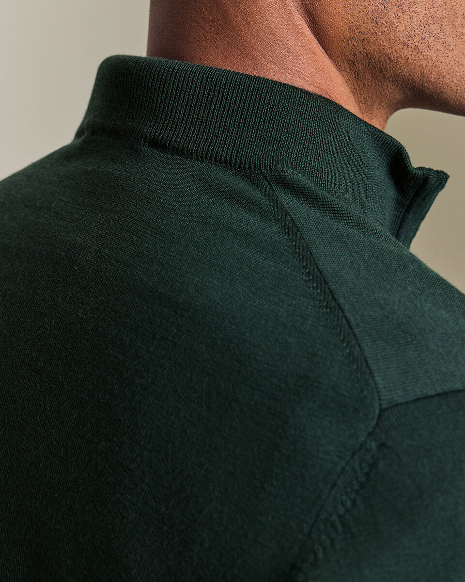 Pull &agrave; col zipp&eacute; en m&eacute;rinos - Vert For&ecirc;t
