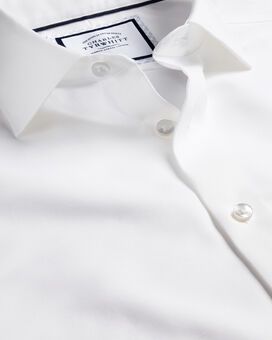 Semi-Spread Non-Iron Cotton Linen Shirt  - White