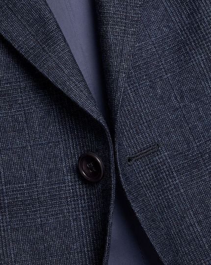 Check Suit Jacket - Denim Blue