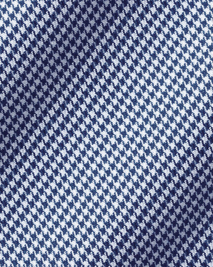 Semi-Cutaway Collar Egyptian Cotton Puppytooth Shirt - Royal Blue