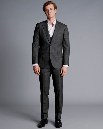 Ultimate Performance Check Suit Waistcoat - Charcoal Grey