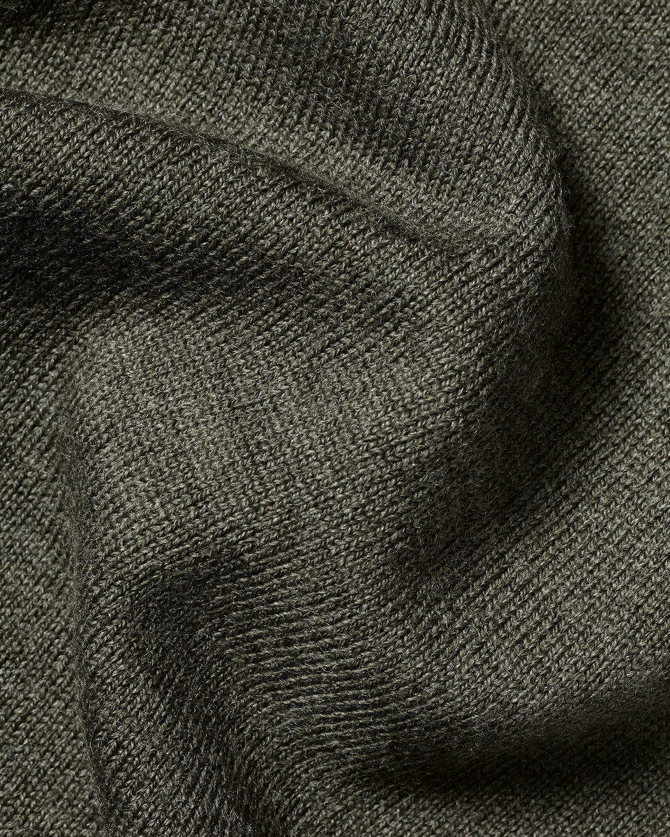 Merino Quarter Zip Sweater - Olive Green Melange | Charles Tyrwhitt