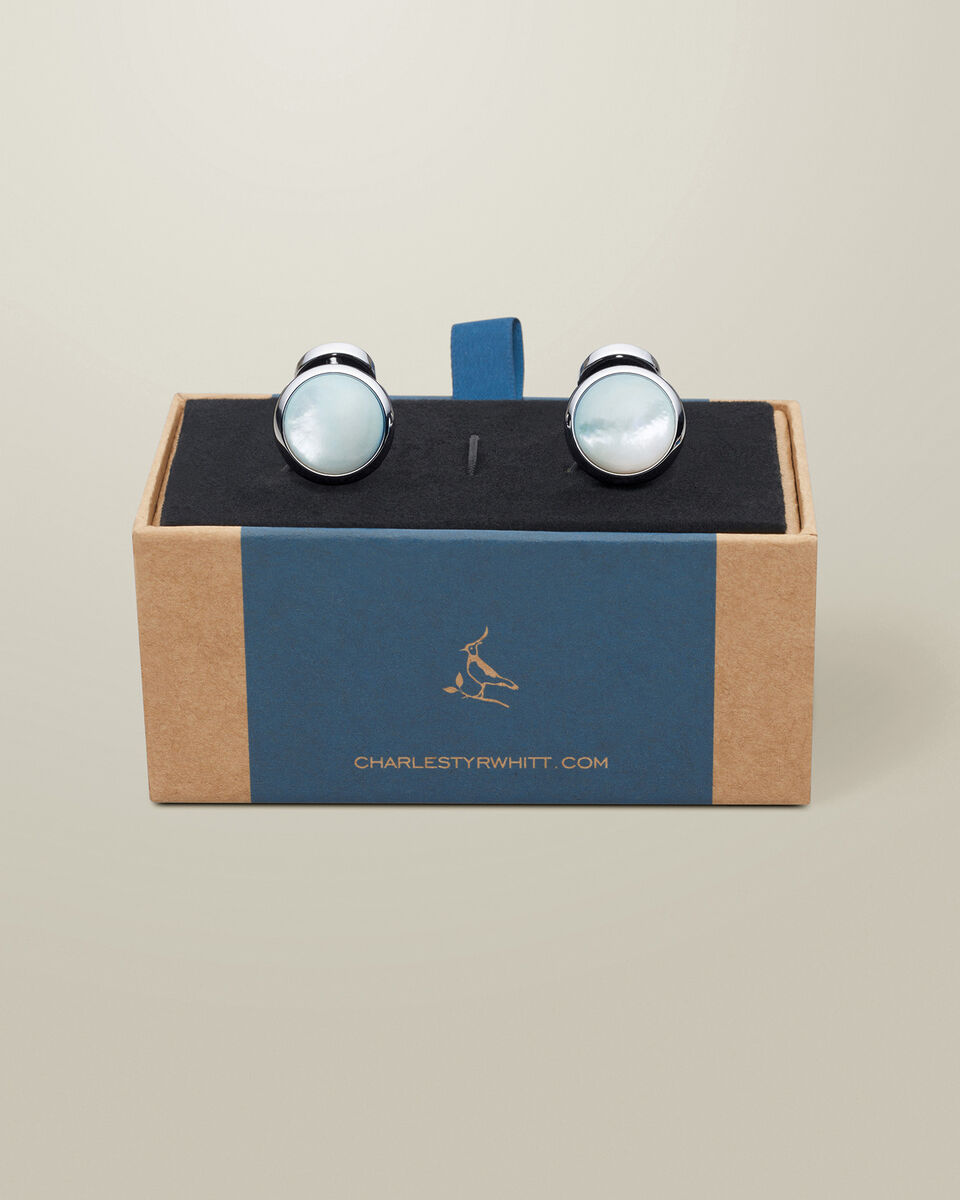 Boutons de manchettes en nacre - Bleu clair