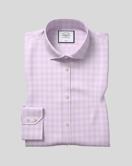Cutaway Collar Non-Iron Prince of Wales Check Shirt - Lilac