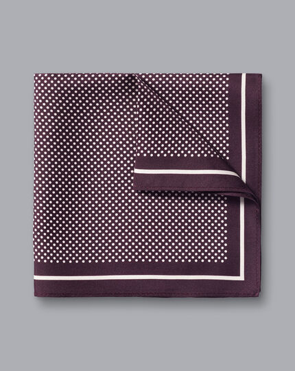 Spot Print Silk Pocket Square - Blackberry Purple & Ivory