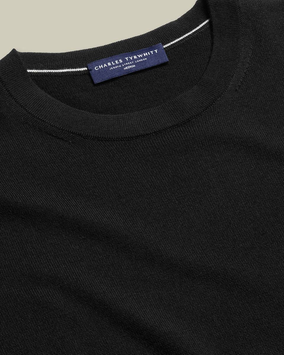 Pure Merino Crew Neck Jumper - Black