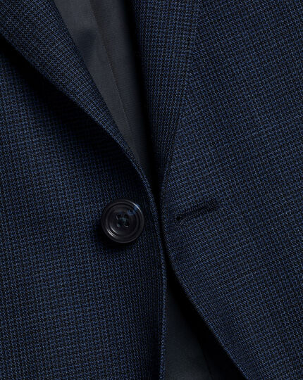 Micro Check Suit Jacket - Ink Blue