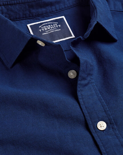 Cotton Linen Short Sleeve Shirt - Royal Blue