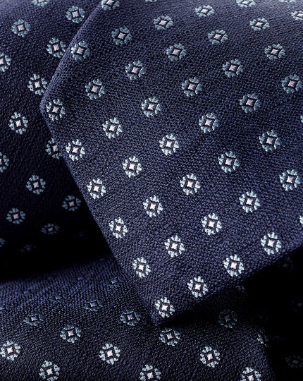 Stain Resistant Mini Floral Silk Tie - French Blue