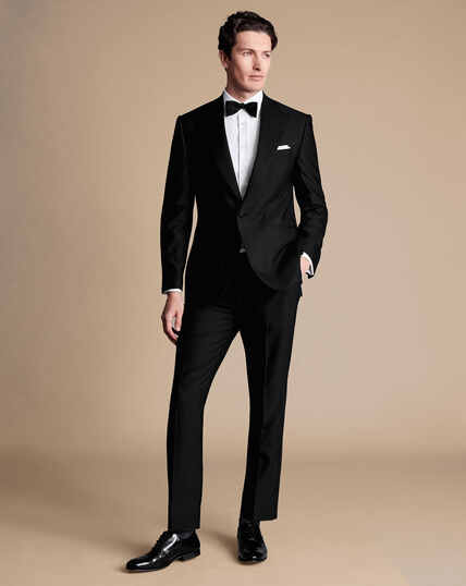 Peak Lapel Tuxedo Dinner Suit - Black 