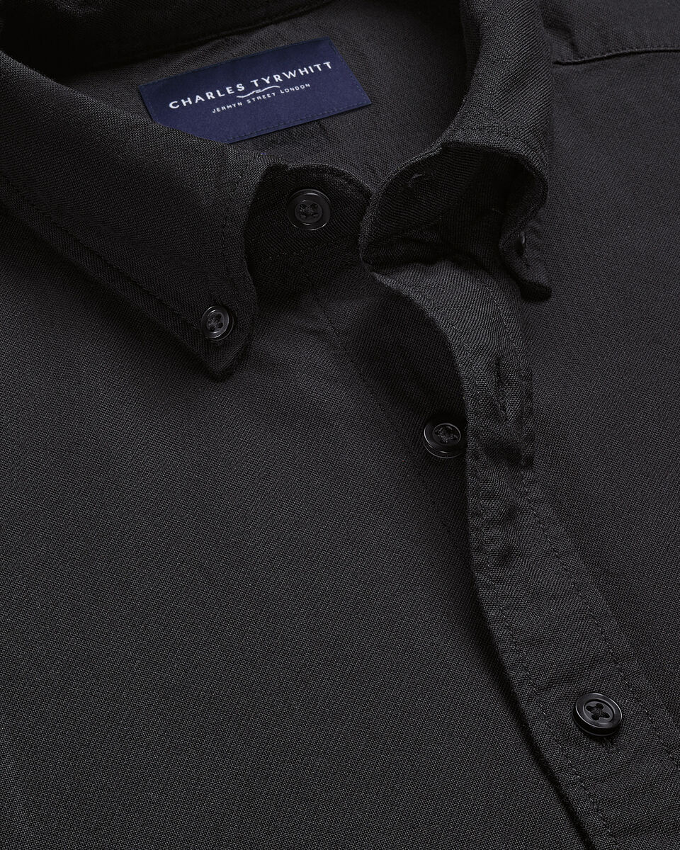 Stretch Washed Oxford Shirt - Black