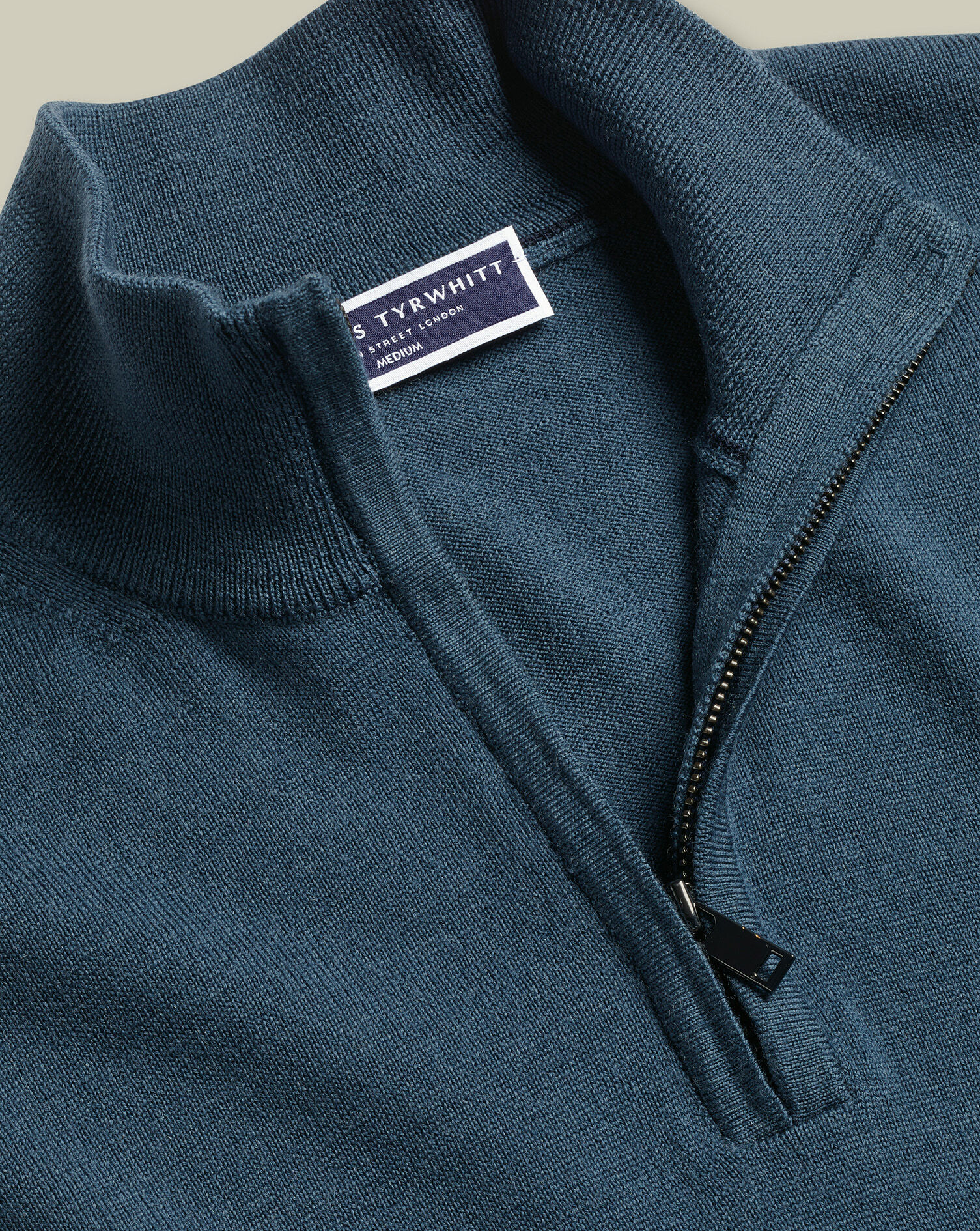 Merino Quarter Zip Sweater - Petrol Blue