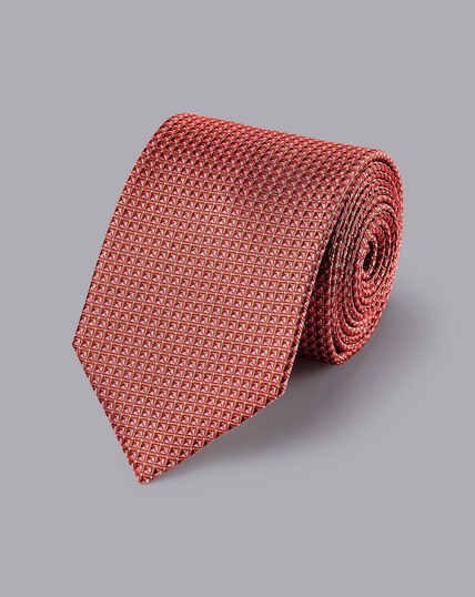 Schmutzabweisende gemusterte Krawatte aus Seide - Kupferorange