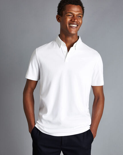 Smart Short Sleeve Jersey Polo - White