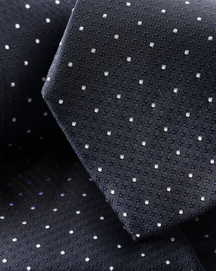 Schmutzabweisende Krawatte aus Seide mit Punkten - Tiefblau
