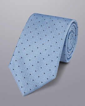 Stain Resistant Spot Silk Tie - Sky & French Blue 