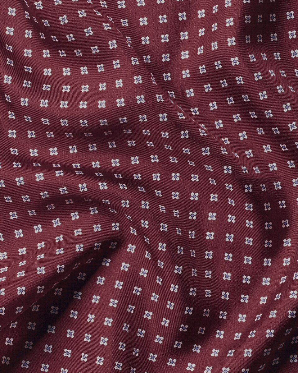 Silk Medallion Print Pocket Square - Burgundy