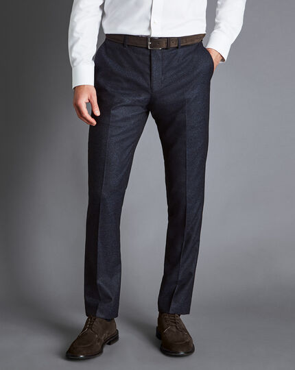 Italian Flannel Suit Trousers - Ink Blue