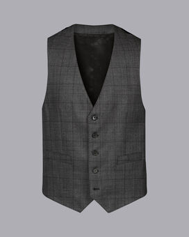 Ultimate Performance Check Suit Vest - Charcoal Grey