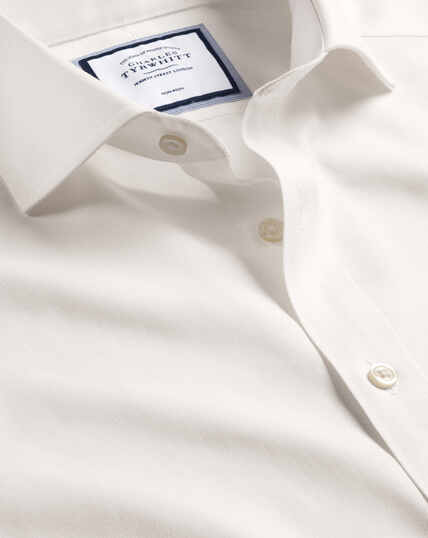Spread collar Non-Iron Twill Shirt - Ivory