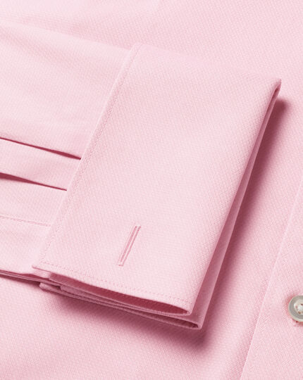 Semi-Cutaway Collar Egyptian Cotton Berkshire Weave Shirt - Pink