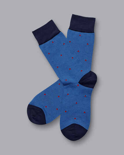 Spot Socks - Cobalt Blue & Coral