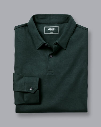 Smart Jersey Long Sleeve Polo - Dark Green