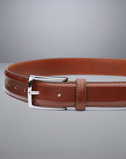 Formal Leather Belt - Dark Tan