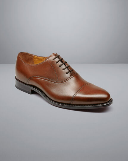 Leather Oxford Shoes - Dark Tan | Charles Tyrwhitt