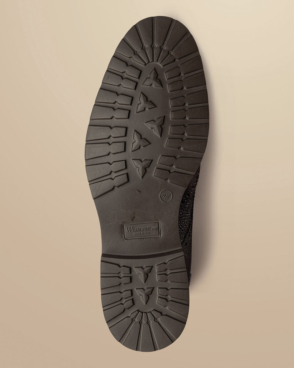 Budapester Stiefel aus genarbtem Leder mit Gummisohle - Mahagonibraun