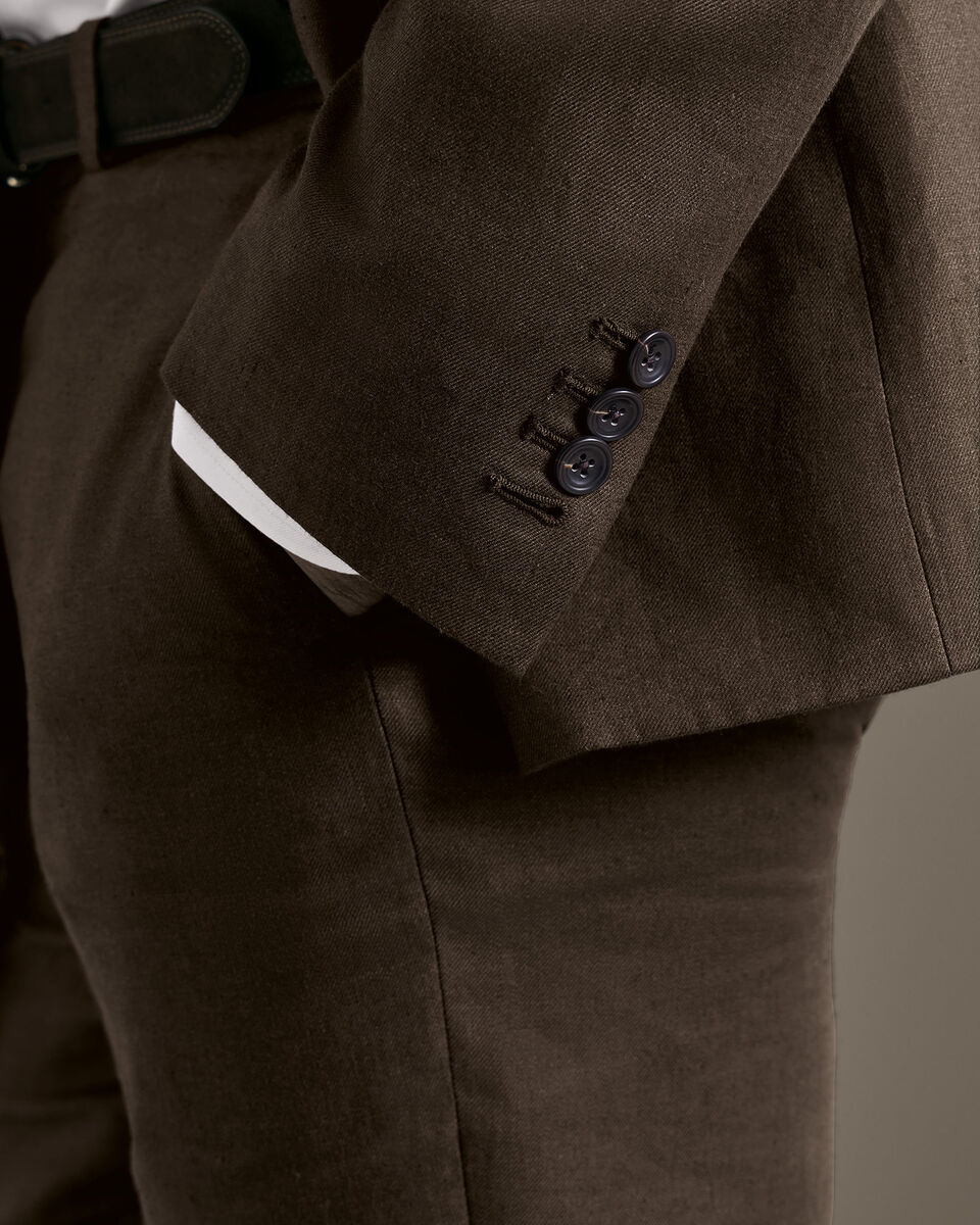 Double Breasted Pure Linen Jacket - Chocolate Brown