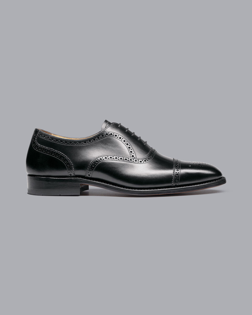 Leather Oxford Brogue Shoes - Black | Charles Tyrwhitt