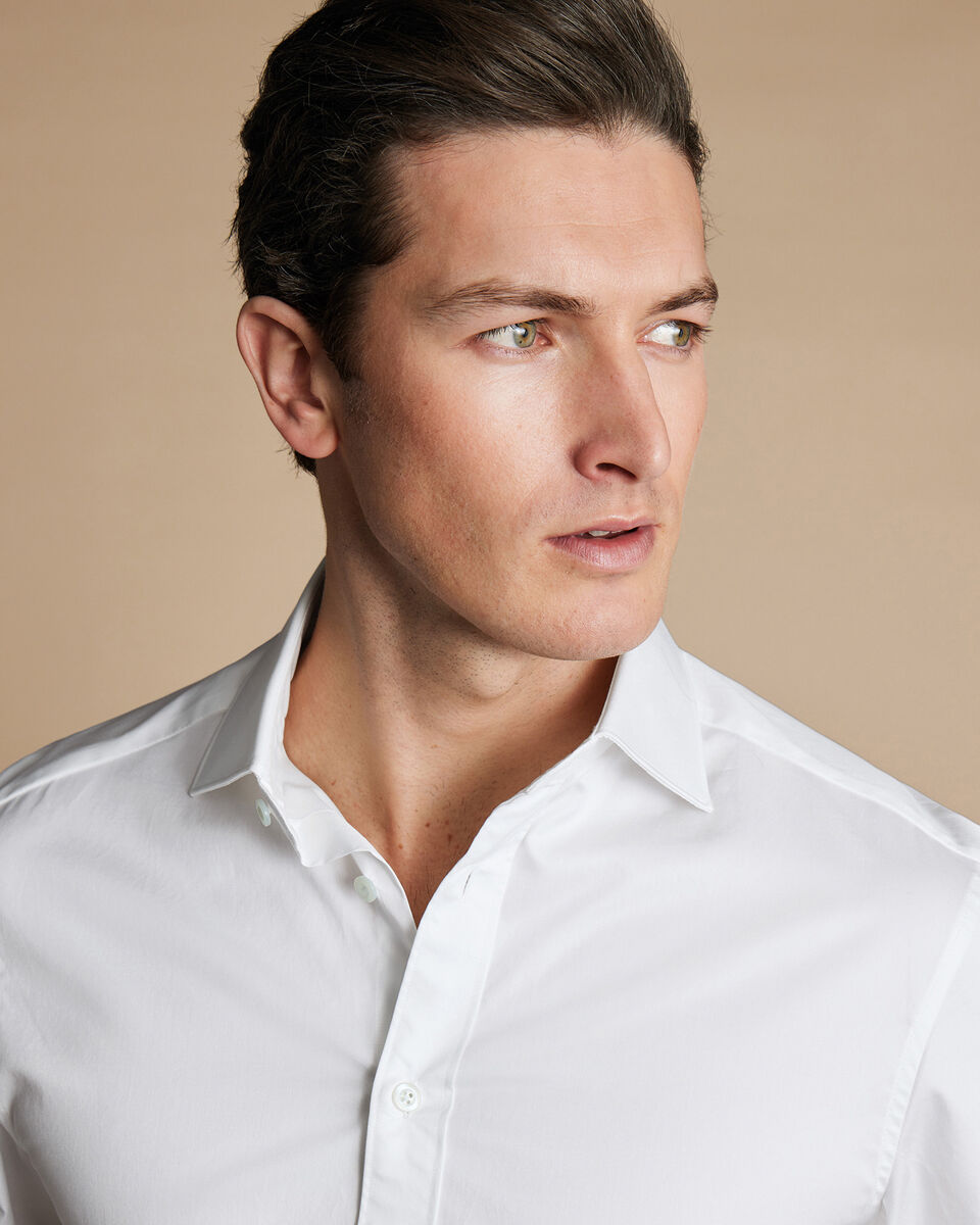 SemiCutaway Collar Luxury Twill Shirt White Charles Tyrwhitt