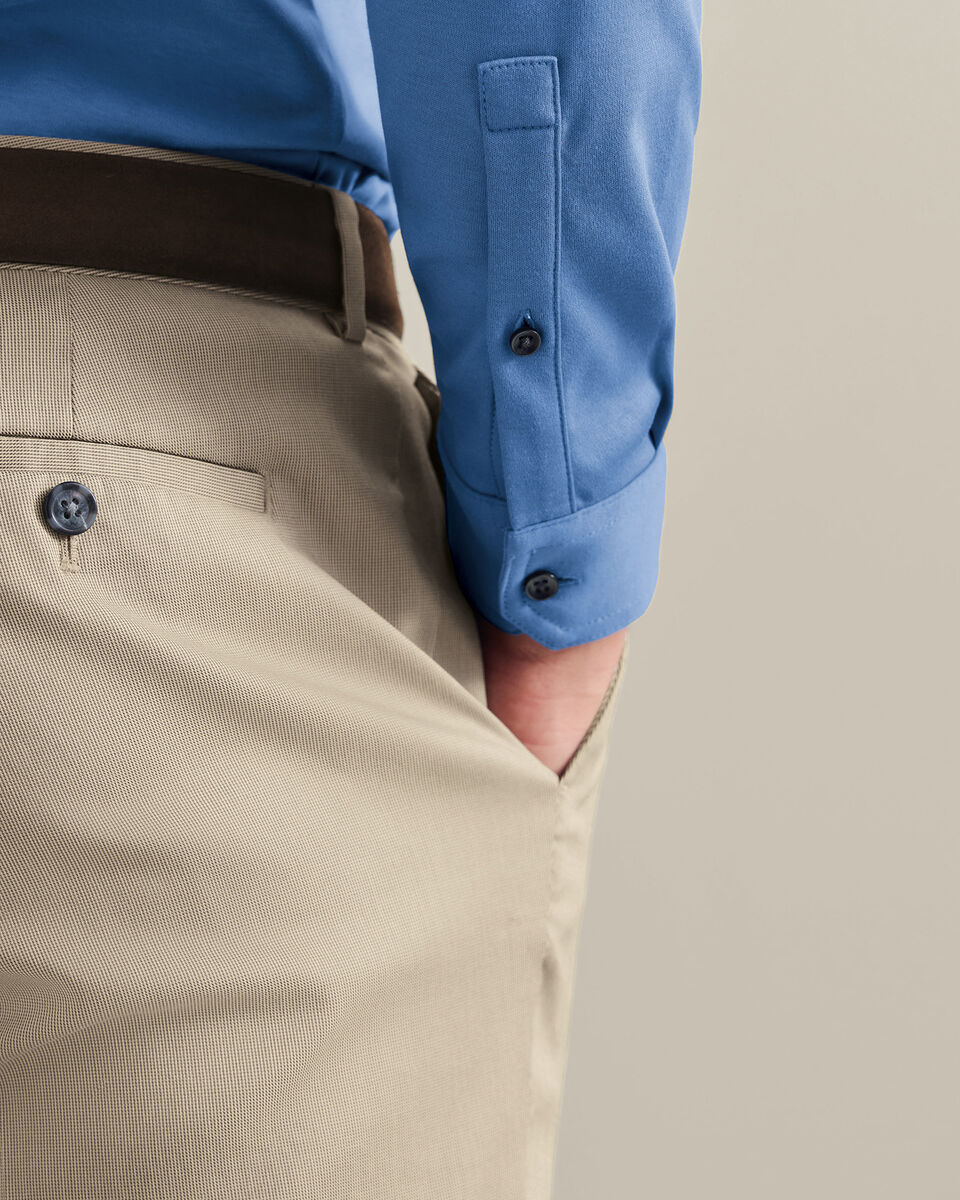 Long Sleeve Smart Cotton Polo - Cornflower Blue