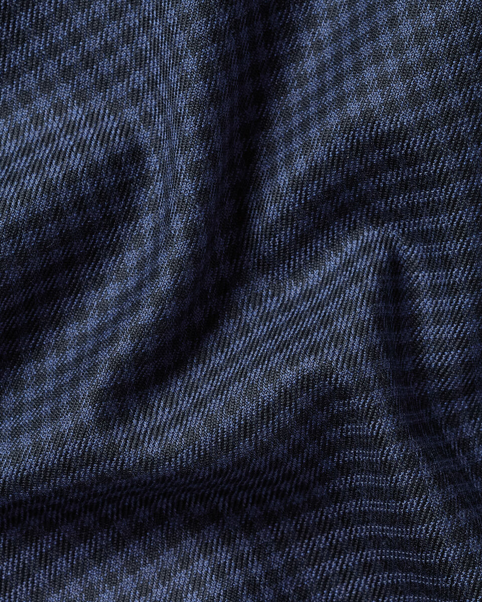 Non-Iron Twill Gingham Shirt - French Blue