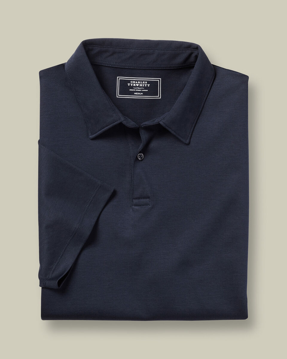 Polo &eacute;l&eacute;gant en coton - Bleu marine