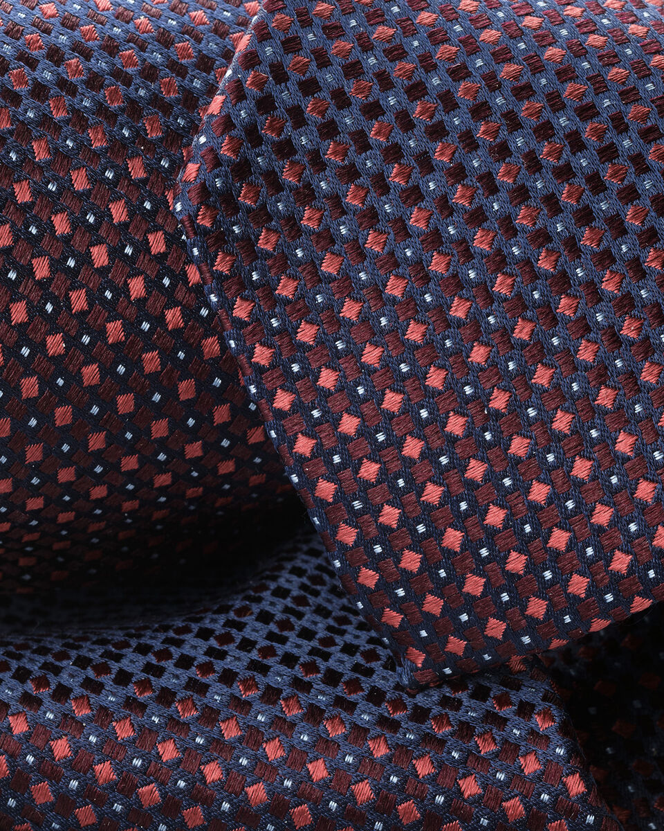 Cravate semi-unie à motif en soie - Bordeaux