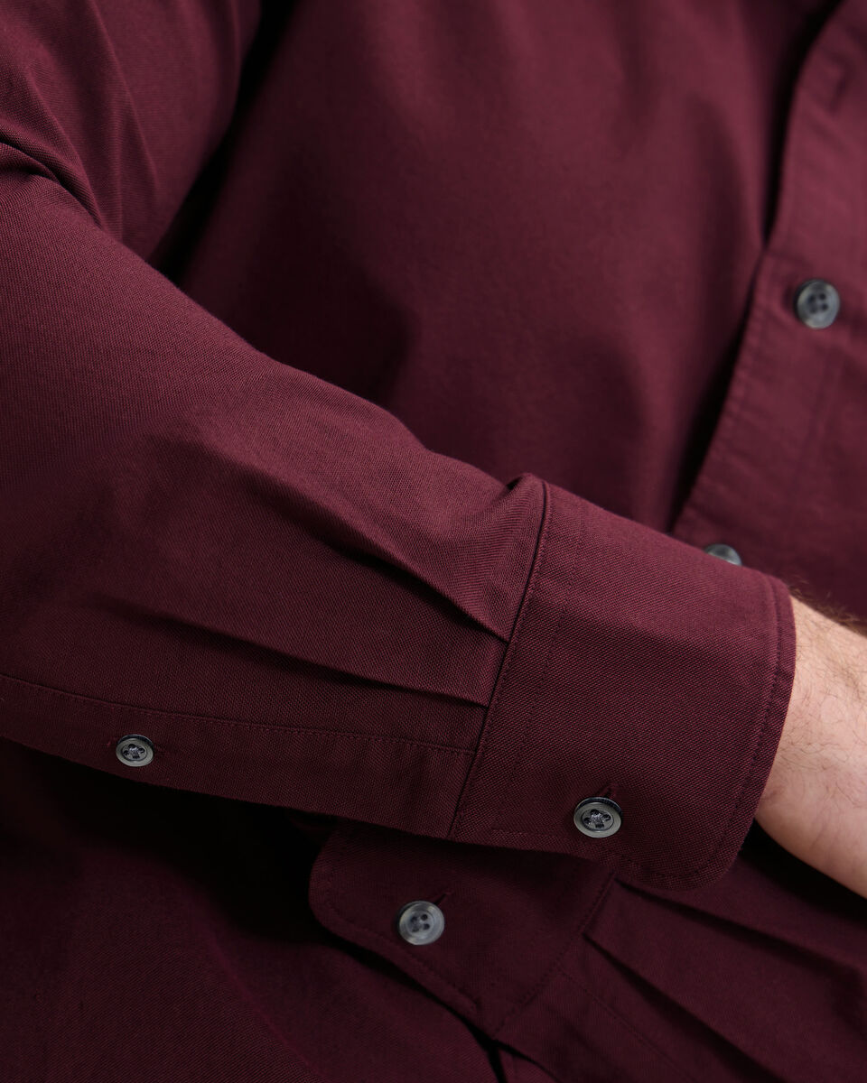 Button-Down Stretch Washed Oxford Shirt - Burgundy