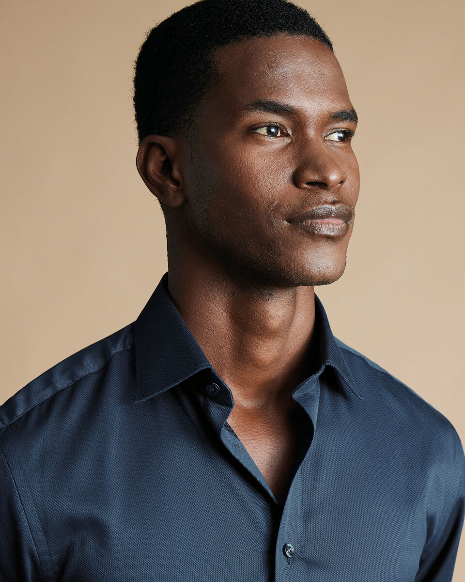 SemiCutaway Collar Egyptian Cotton Windsor Weave Shirt Steel Blue