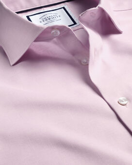 Bügelfreies Hemd aus Baumwoll-Leinen-Mix mit Semi-Haifischkragen - Rosa
