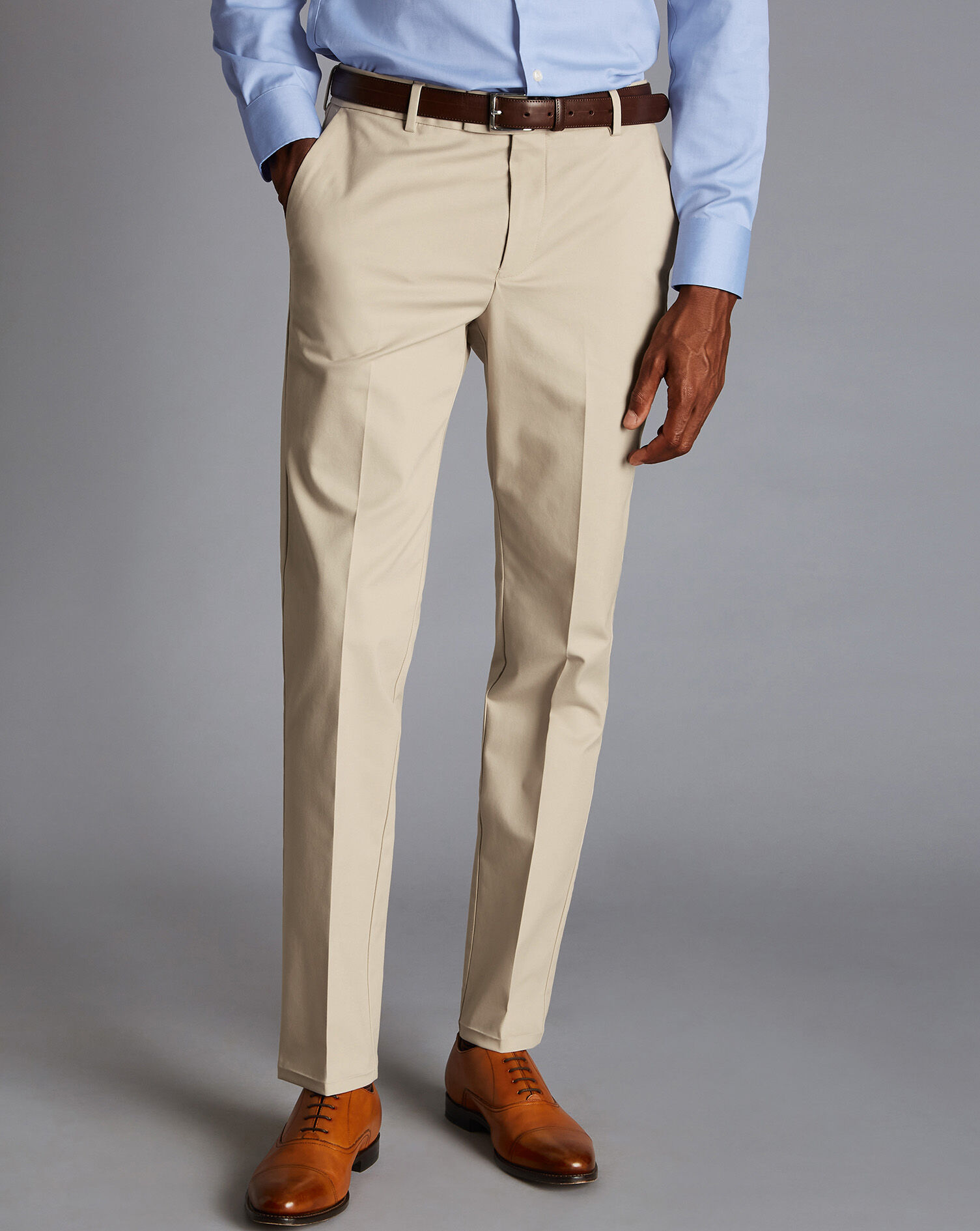 Non-Iron Chinos - Stone | Charles Tyrwhitt