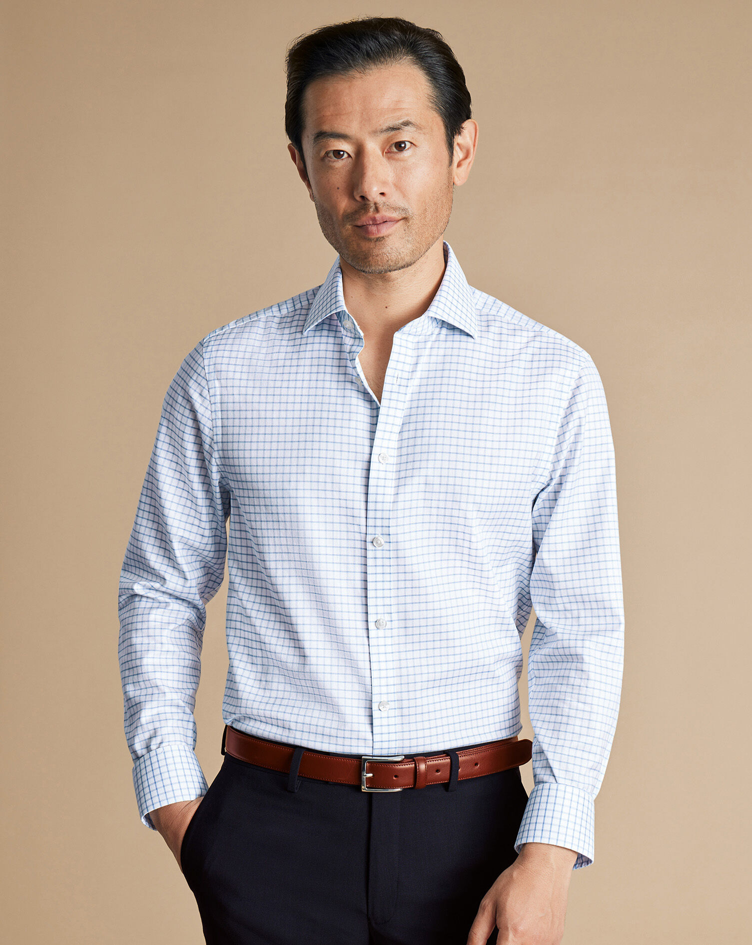 Unisex Charles Shirt in Natural Check