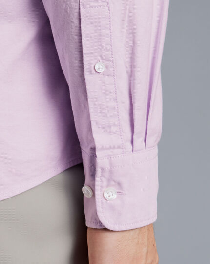 Button-Down Collar Washed Oxford Shirt  - Violet Purple