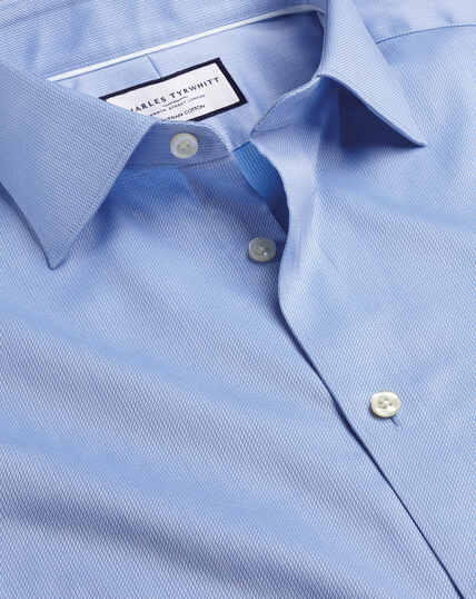 Semi-Cutaway Collar Egyptian Cotton Windsor Weave Shirt - Cornflower Blue