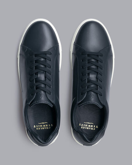 Leather Trainers - Navy