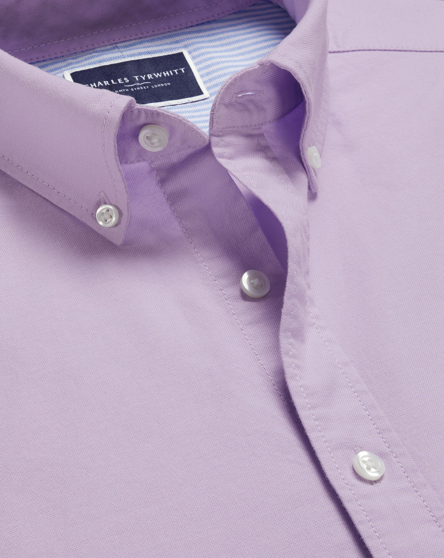 SF Lilac Purple Button-Down Collar Stretch Washed Oxford Shirt