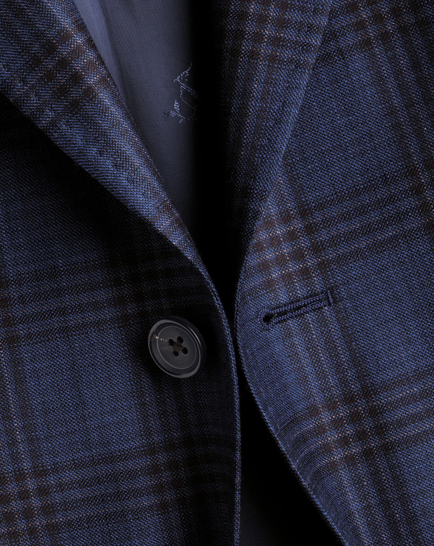 Luxury Italian Check Jacket - Ink Blue