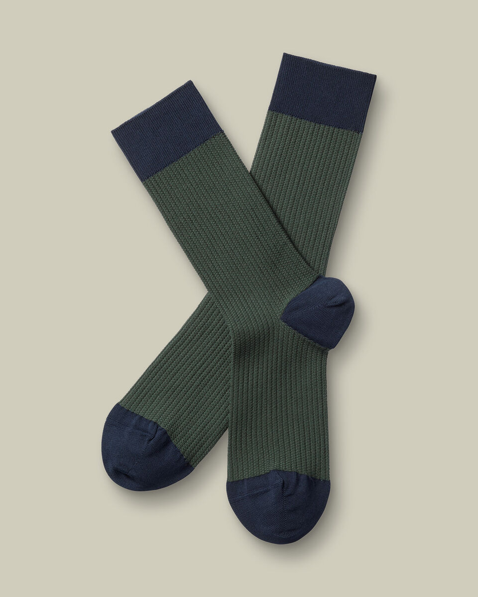 Cotton Textured Socks - Forest Green