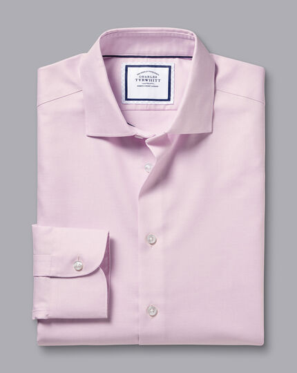 Semi-Spread Collar Non-Iron Cotton Linen Shirt - Pink