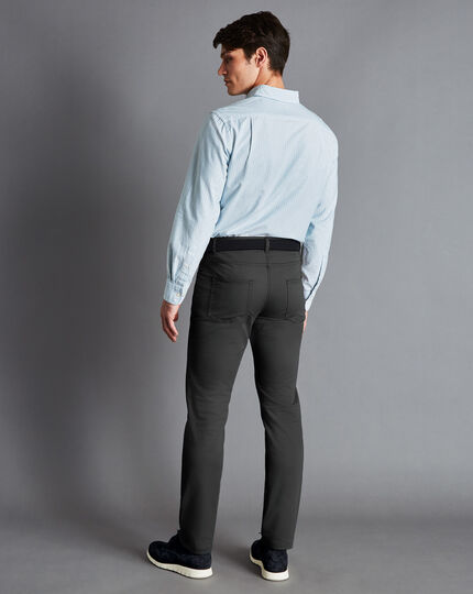 Washed Textured 5 Pocket Trousers - Charcoal Grey